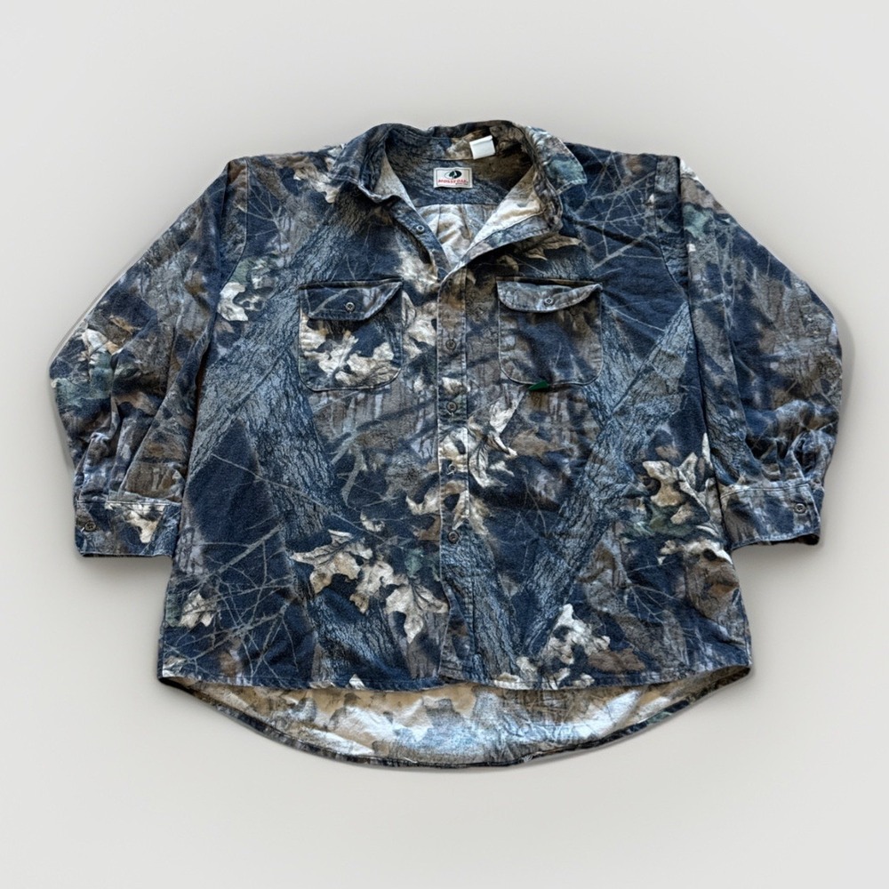 Mossy Oak Shirt Mens XXL Break Up Camo Hunting Outdoors Chamois‎ Fleece 90s Vtg